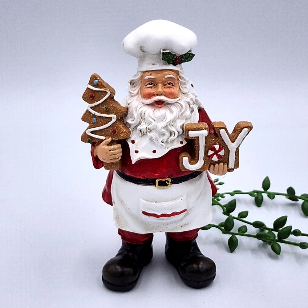 Baker Santa Claus Gingerbread Cookies Chef Figurine Table Decor 6.5" Christmas